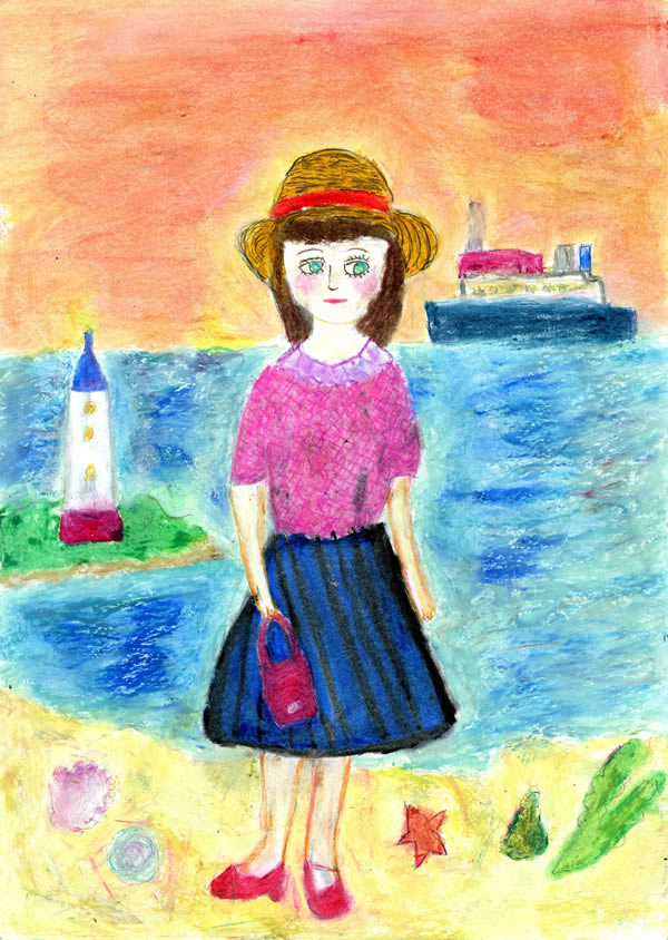 角島の灯台(アート作品・原画)